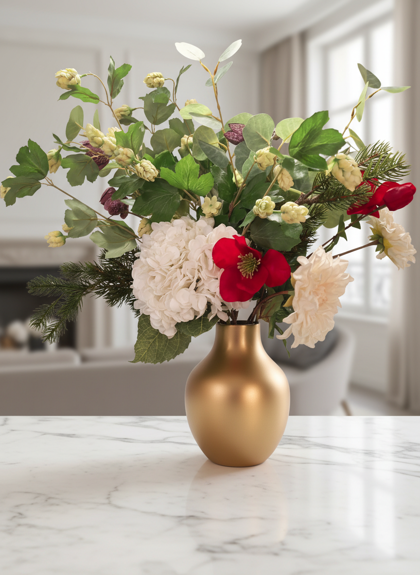 Arrangement floral artificiel haut de gamme